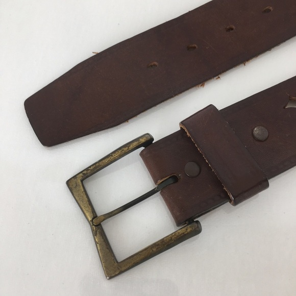 Brown Leather Diamond Perforated Belt Women’s Size 30 main image 6
